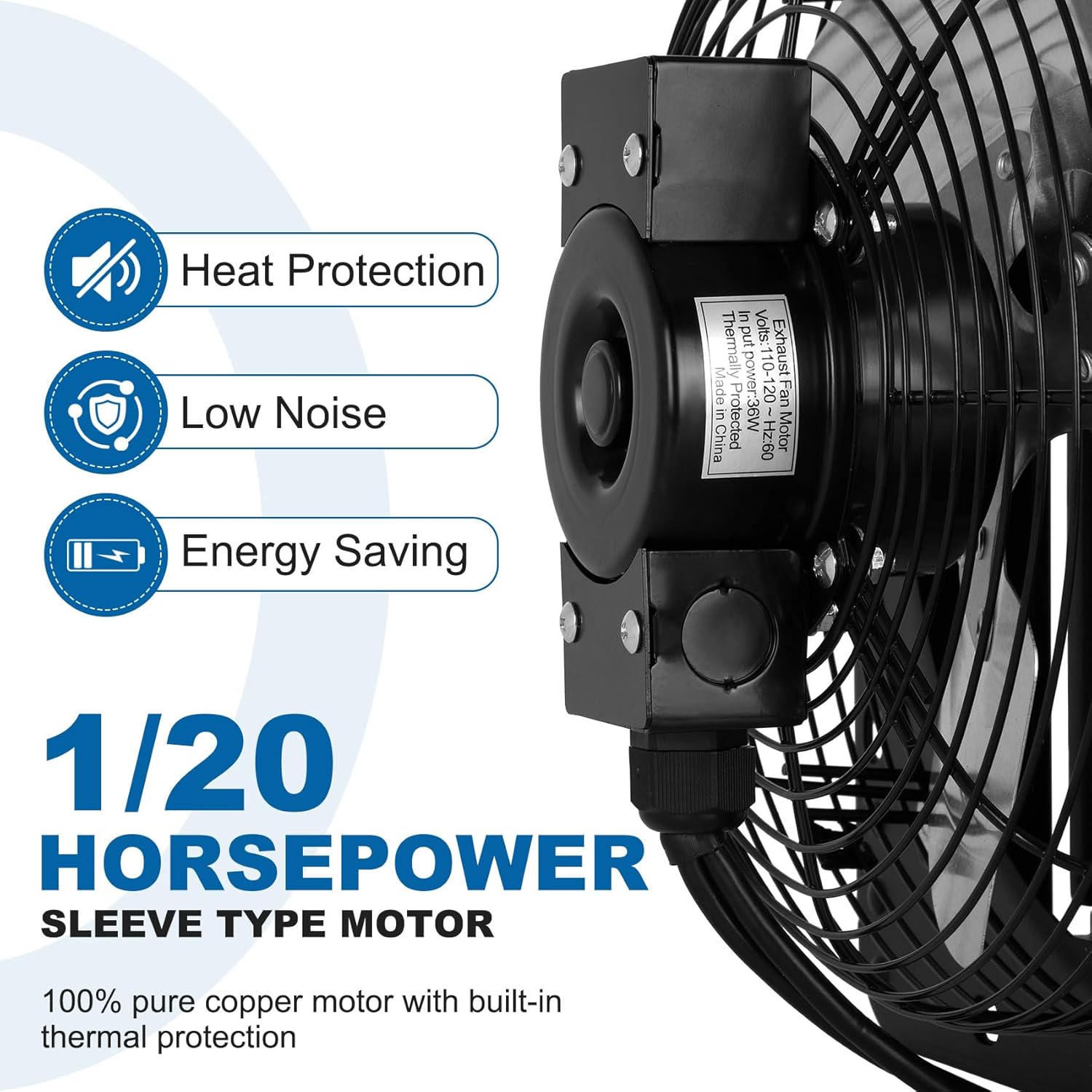 Shutter Exhaust Fan, 10 Inch Wall Mounted Exhaust Fan with Automatic Shutter Variable and 10-Speed Controller, 900CFM 1700 RPM