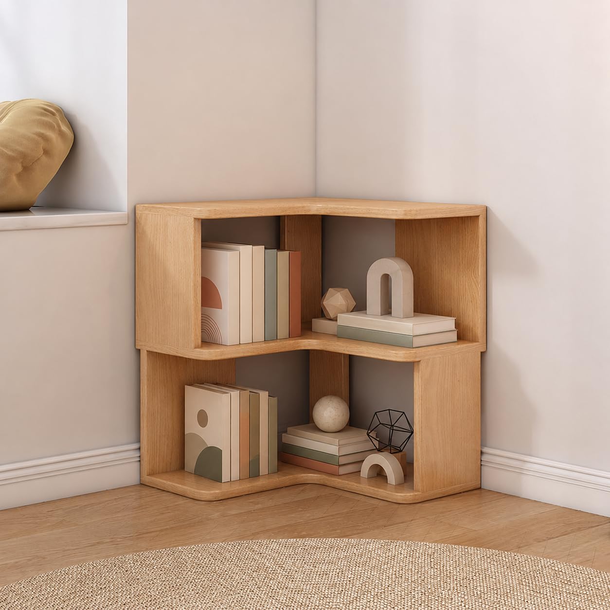 Meuble d'angle en bois pour la maison et le bureau, idéal pour les petites étagères