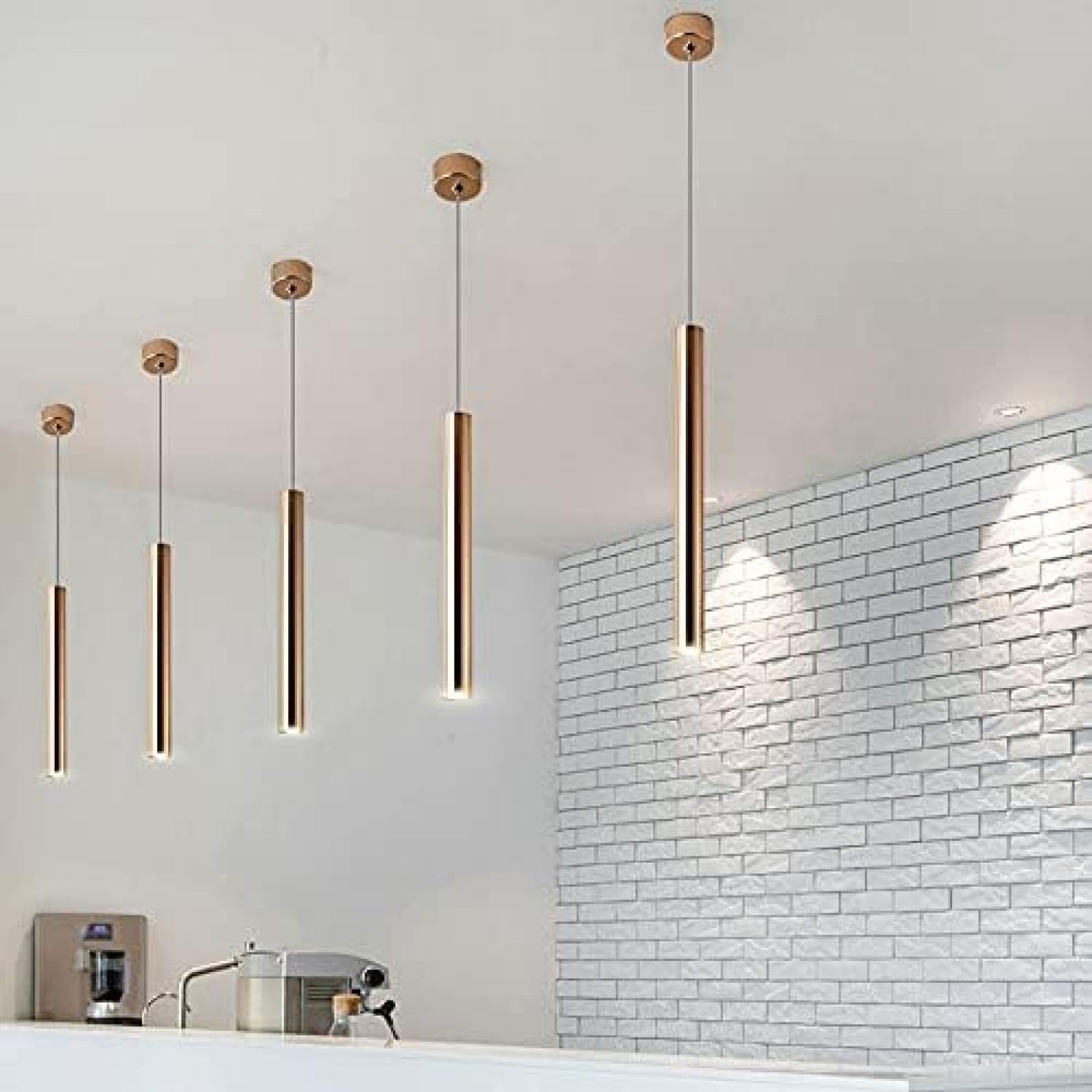 LED regulowana wysokość złoty cylindryczny żyrandol wiszący, nowoczesne oświetlenie wyspy kuchennej, żyrandol wiszący do sypialni, elegancka lampa barowa, konstrukcja rury