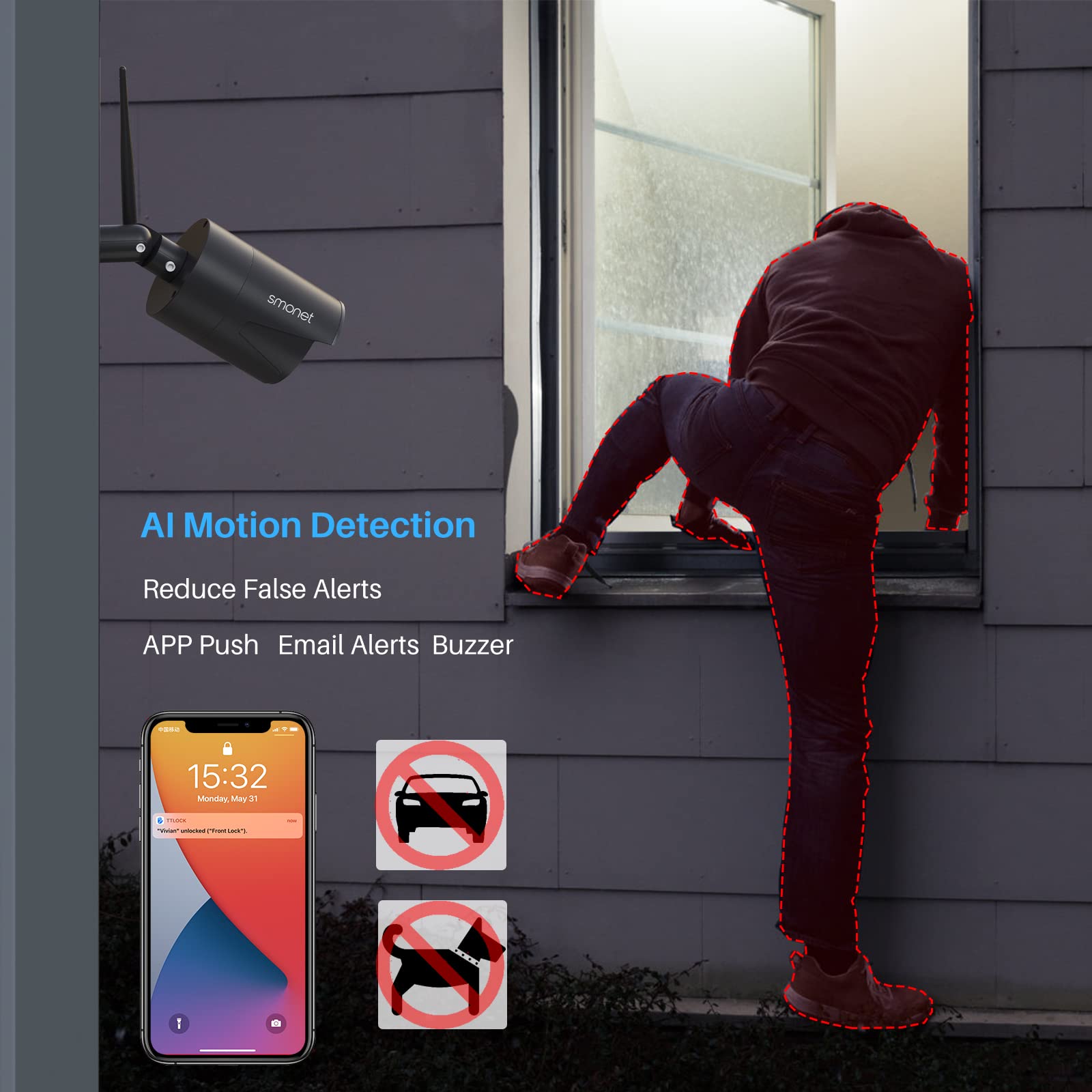 Wireless Security Camera System,SMONET 1080P 8 Channel Home