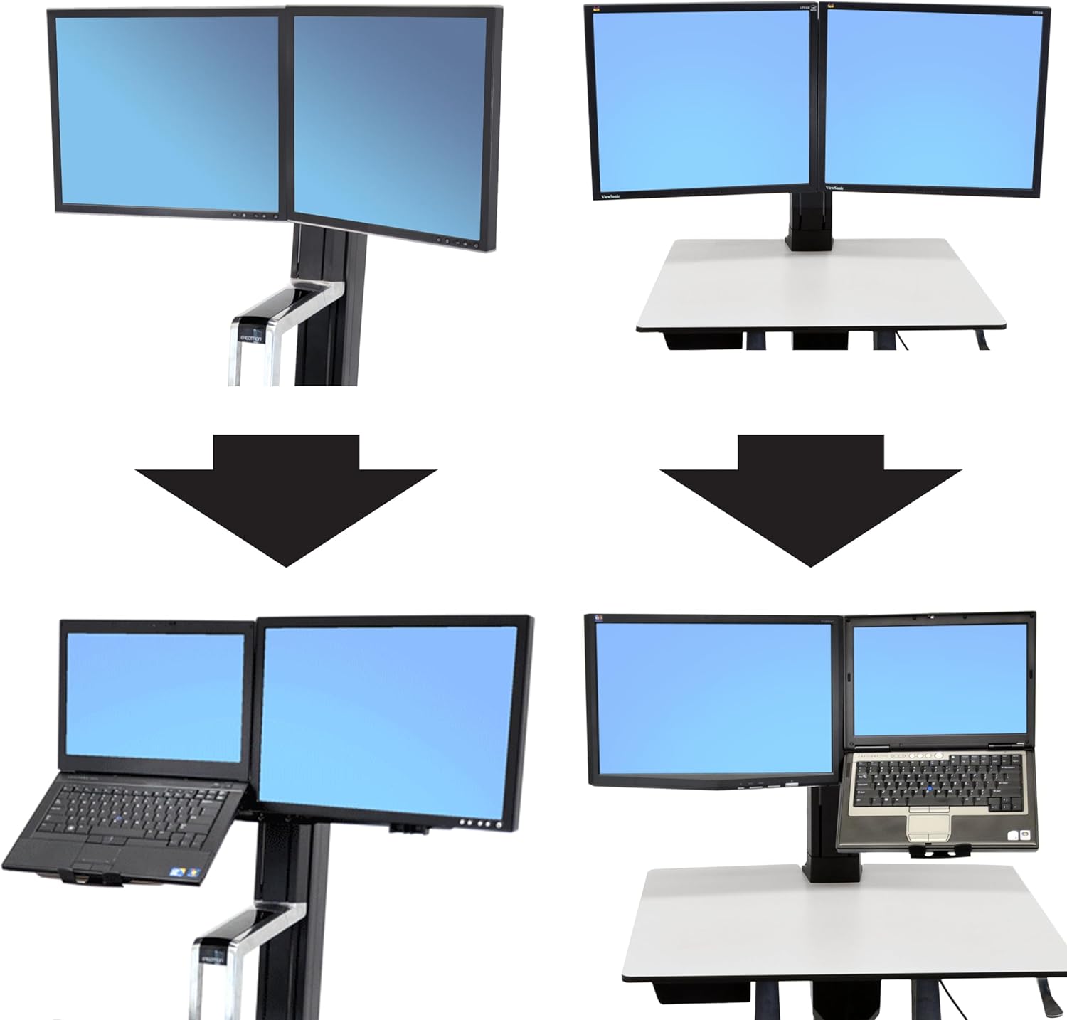 Ergotron – WorkFit Conversion Kit, Dual to Monitor and Laptop – Add-on for WorkFit-S Dual Monitor Standing Desk Converter or WorkFit-C Dual Monitor Mobile Standing Desk