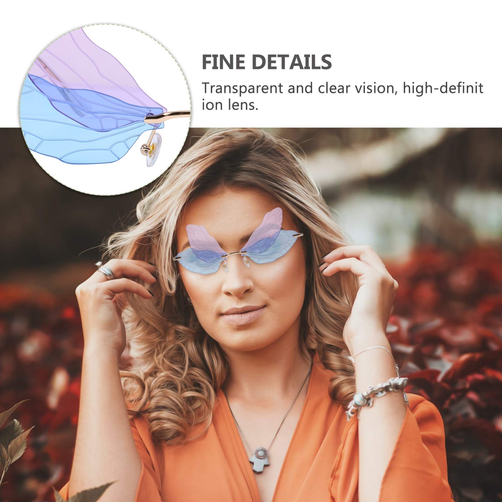 Dragonfly Wings Blue Purple Sunglasses Buy Dragonfly Wing Shape Sunglasses for Women/Men Frameless  main image 3