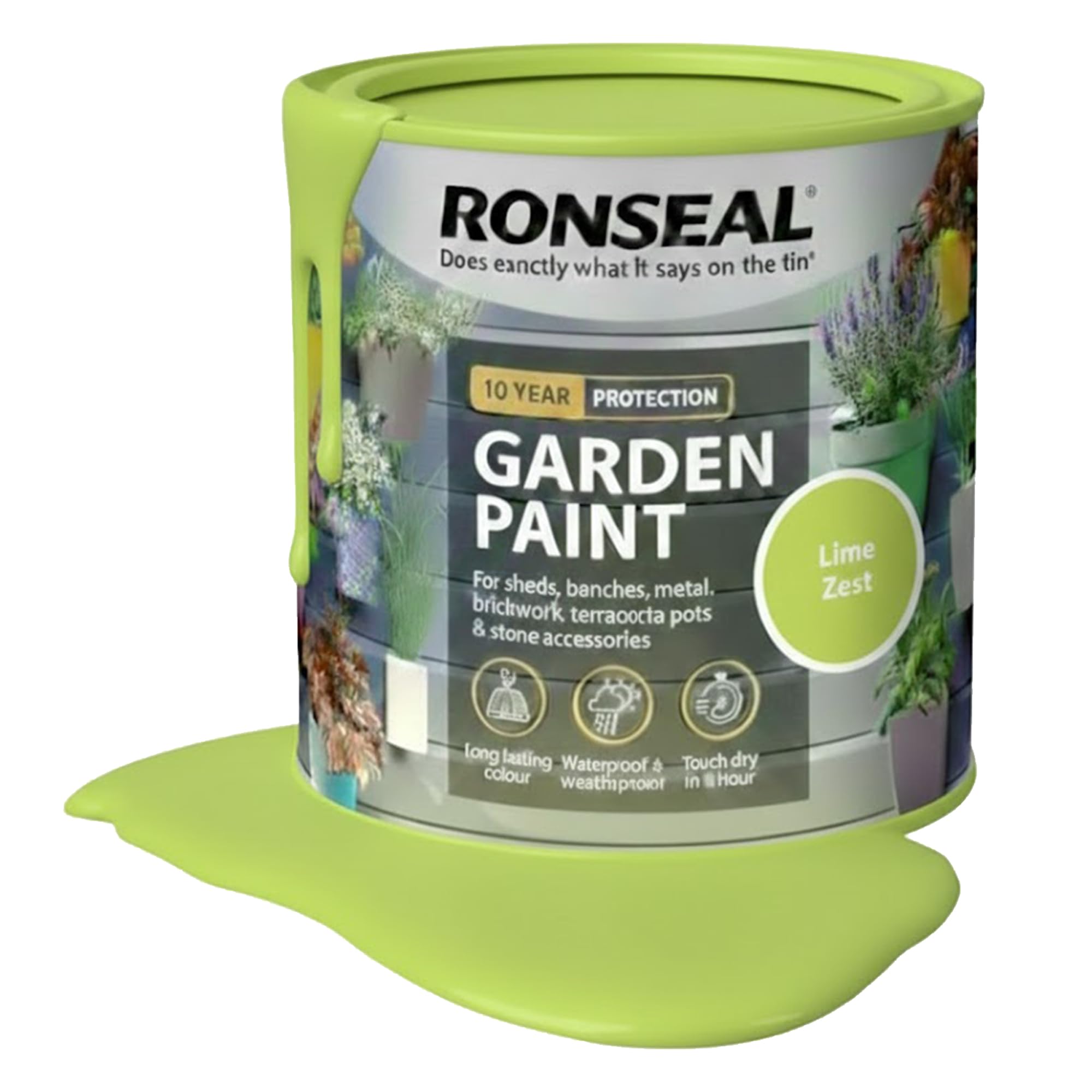 ARUUJ Garden Paint 750ML, Water Based Furniture Paints, Mid Sheen Weather Resistant Fence Paint, UV Damage Quick Drying Paints for Wood, Pots, Bricks, Stones, Metal (Lime zest, 750 M L)