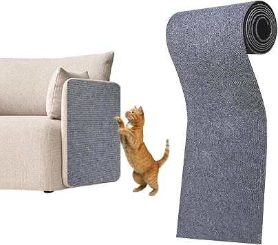 200 x 40 cm Cat Scratching Mat Self-Adhesive Cut to Size Scratch Protection Sofa DIY Scratching Board for Wall Couch & Scratching Post Robust Cat Scratching Mat Against Furniture Scratches Light Grey