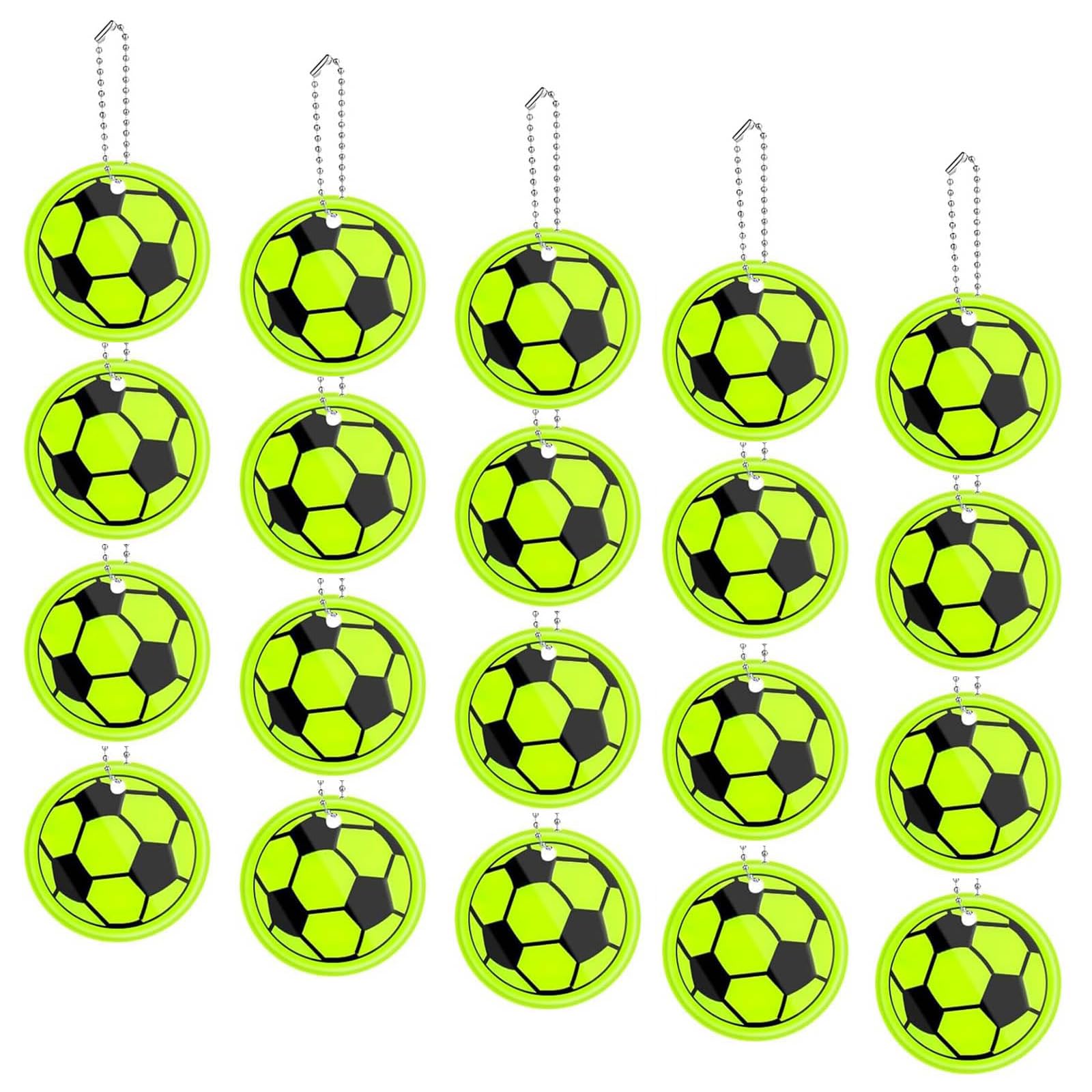 SinChic Reflektor Anhänger Fussball, 20 PCS Reflektoren Fußball Muster Sicherheits Reflektor Anhänger als reflektierende Schlüsselanhänger für Schulranzen Rucksäcke Radfahren Laufen