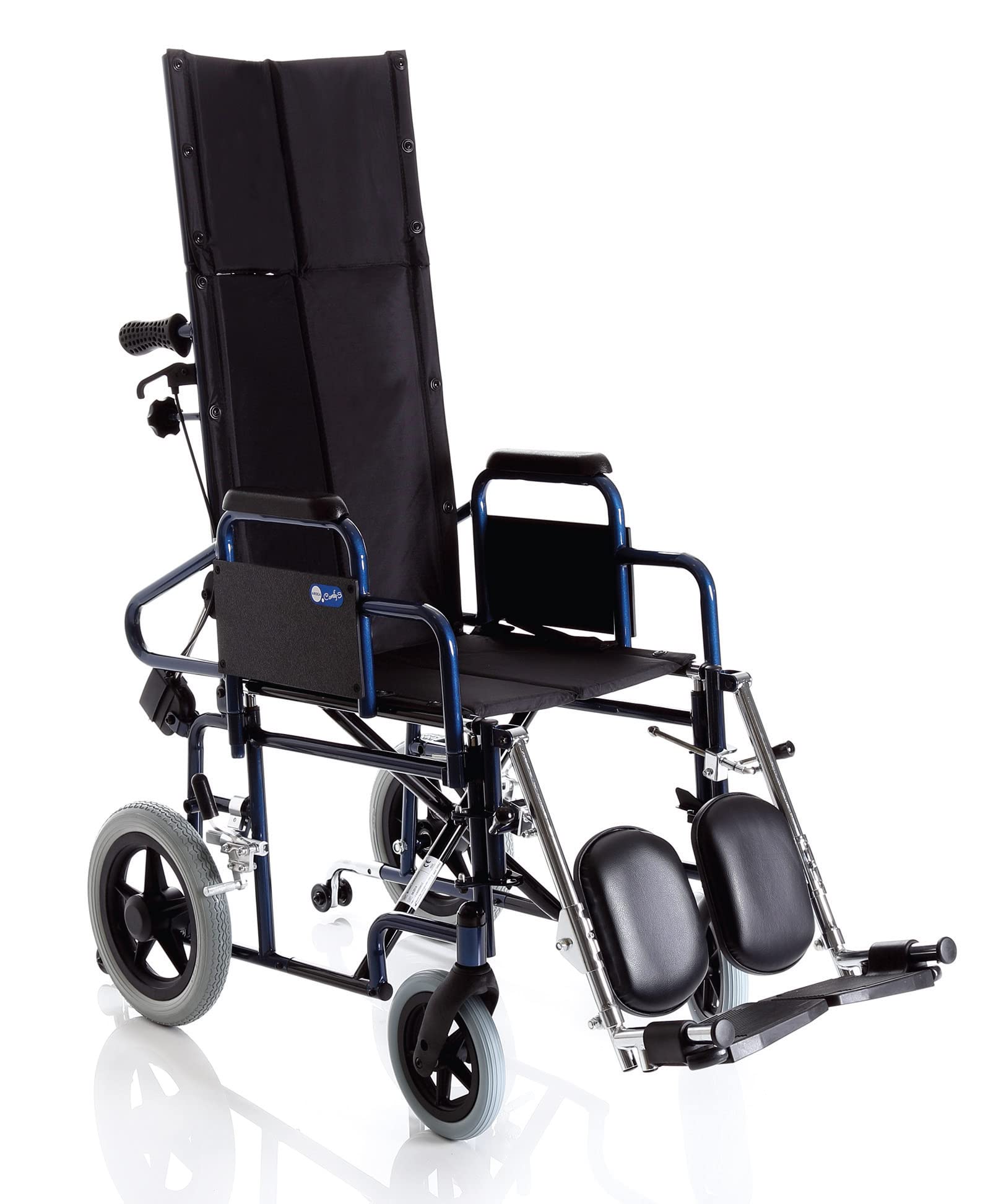 SEDIA A ROTELLE/CARROZZINA DISABILI DA TRANSITO PIEGHEVOLE - SCHIENALE, PEDANE E BRACCIOLI ESTRAIBILI - Moretti Mod. COMFY-S GO (Seduta 46 cm)