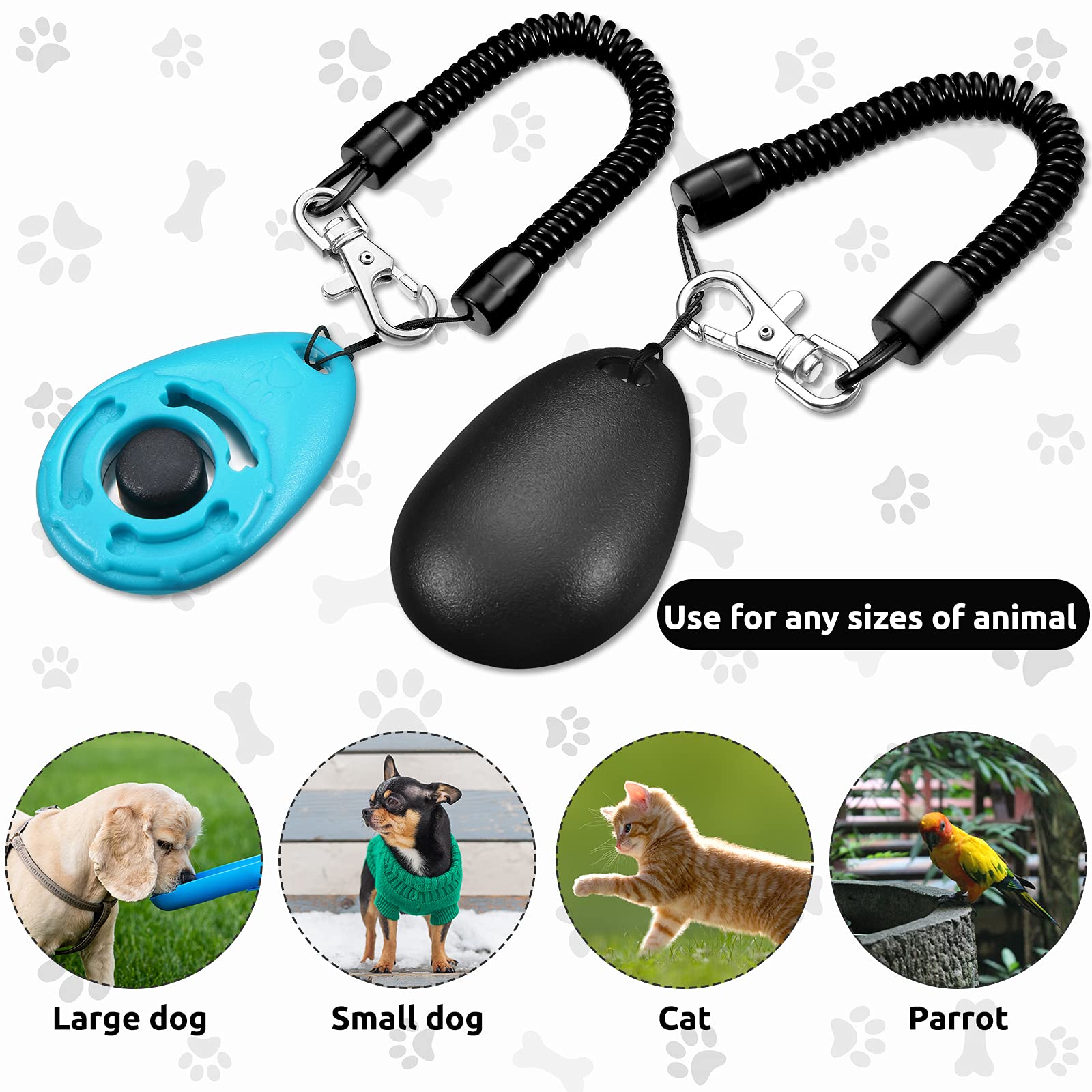 Frienda 18 clickers de entrenamiento para perros, gatos, pájaros, caballos, tamaño y sonido adecuados