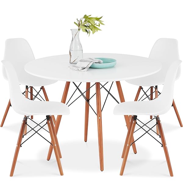 Mid-Century Round Set with Walnut Accents