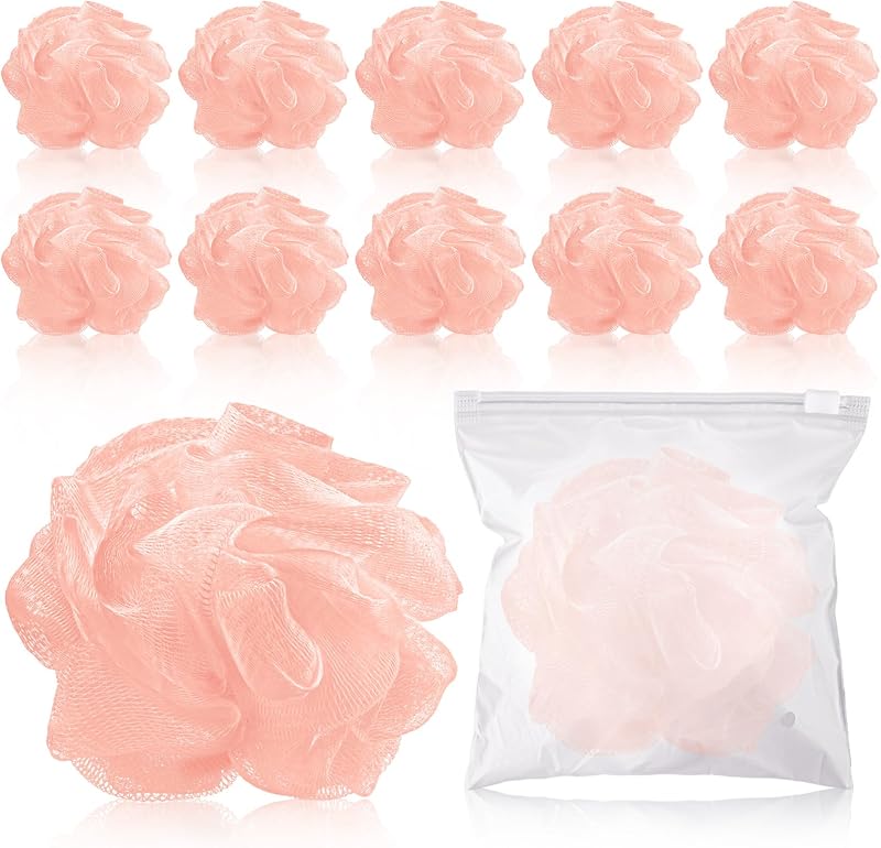 Funnymoom Bucha de Banho em Tela Rosa com 12 Unidades e Sacos Reutilizáveis
