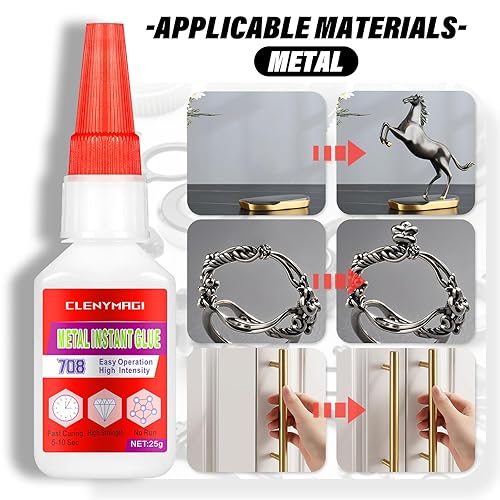 Miniatura 6 de Pack de 2 pegamentos para metal, súper pegamento de alta resistencia para metal a plástico, madera, goma y más, adhesivo transparente resistente al