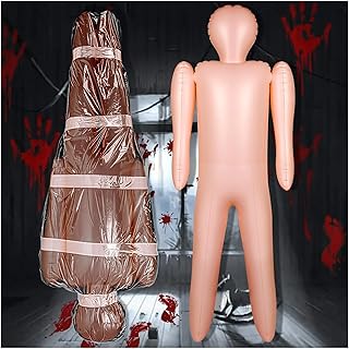Halloween Decorations Dead Victim Props, 5Ft Scary Fake Corpse Horror in Bag, Hanging Creepy Fake Corpse in Bag for Hallow...