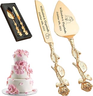Personalized Wedding Cake Knife and Server Set, Custom Cake Cutting Set for Wedding, Personalized Cake Cutting Set with Elegant Handles,Ideal for Anniversaries Celebrations