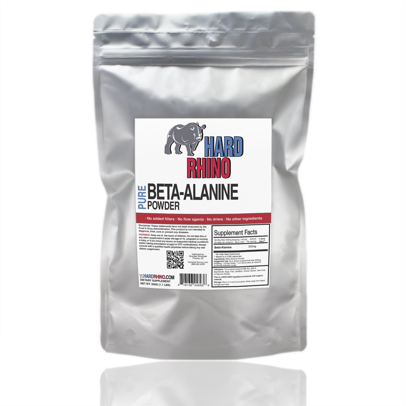 Beta-Alanine Powder, 1 Kilogram (2.2 Lbs), Unflavored, Lab-Tested, Scoop Included