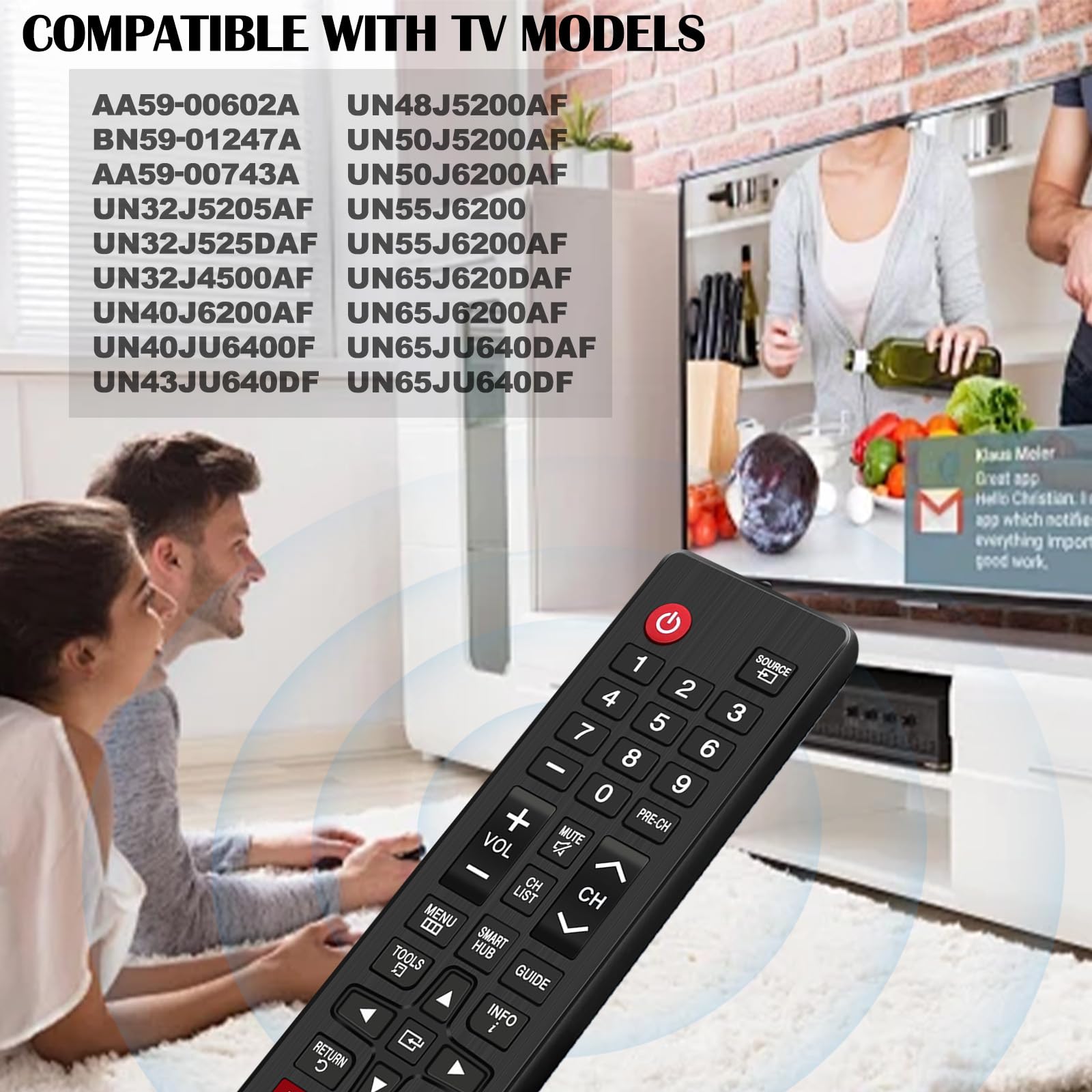 2 Pezzi Telecomando Universale TV per Samsung, Telecomando Di Ricambio Di Alta Qualità, Nessuna Configurazione Necessaria, Telecomando Universale Compatibile Con Samsung Smart TV 3D 4K LED LCD HDTV