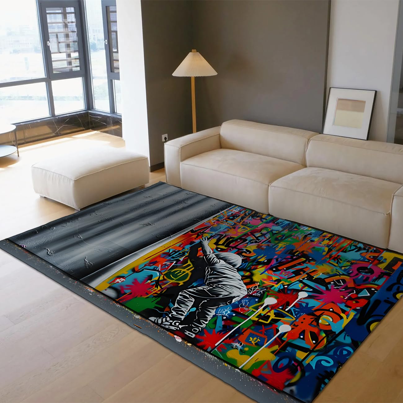 Tapis lavable 180x240cm à poils courts idéal pour grand salon et enfants