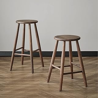 J-DYHGB Sgabelli Bar Cucina Vintage Seduta - Alto 65cm 75cm 70cm Sgabello da Bar Legno Sedia da Bar Alti, Seggiolone retrò con Seduta Tonda, per Isola Cucina Bar per La Colazione Toletta