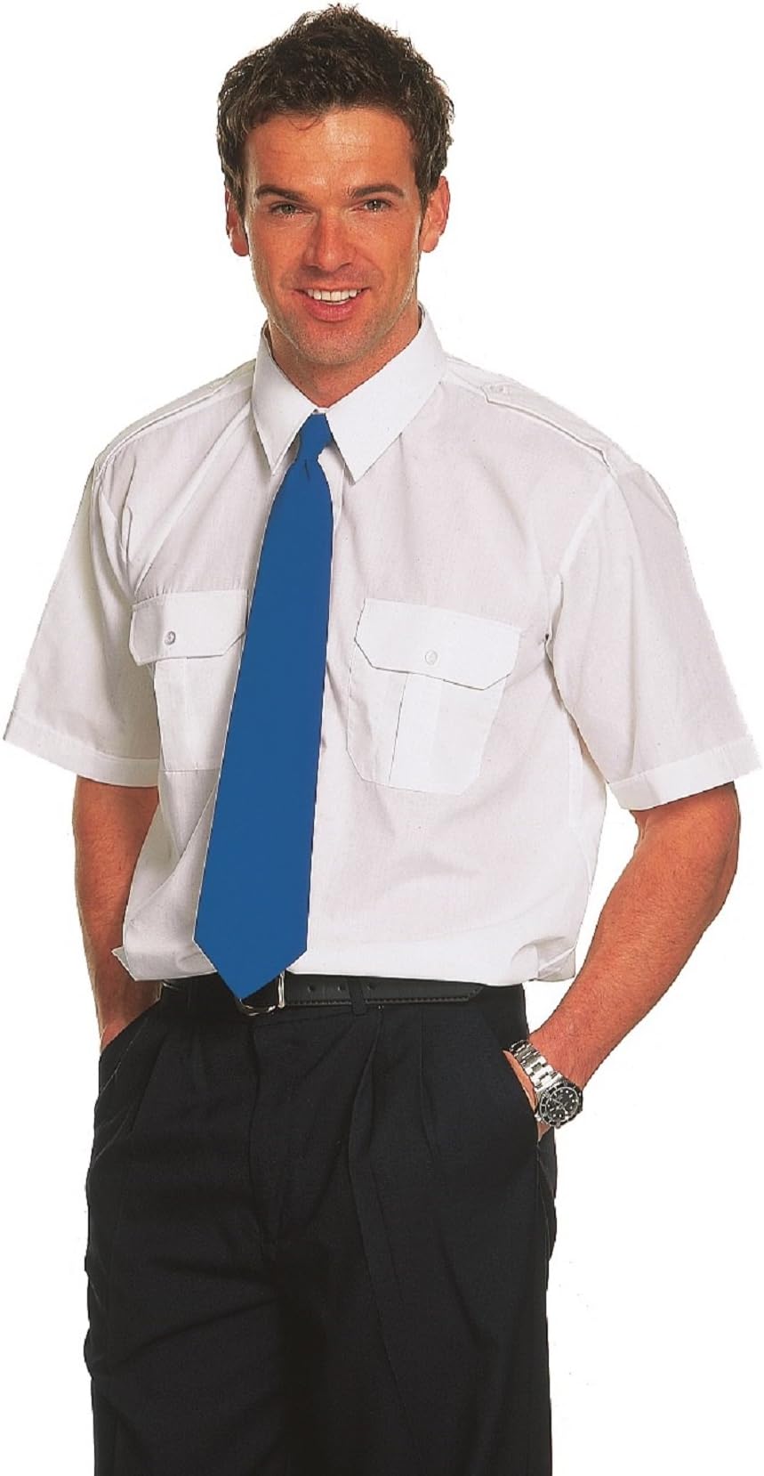 Classics Men's Pilot Shirt Short Sleeve - Ideal for Security, Army and Aviation
