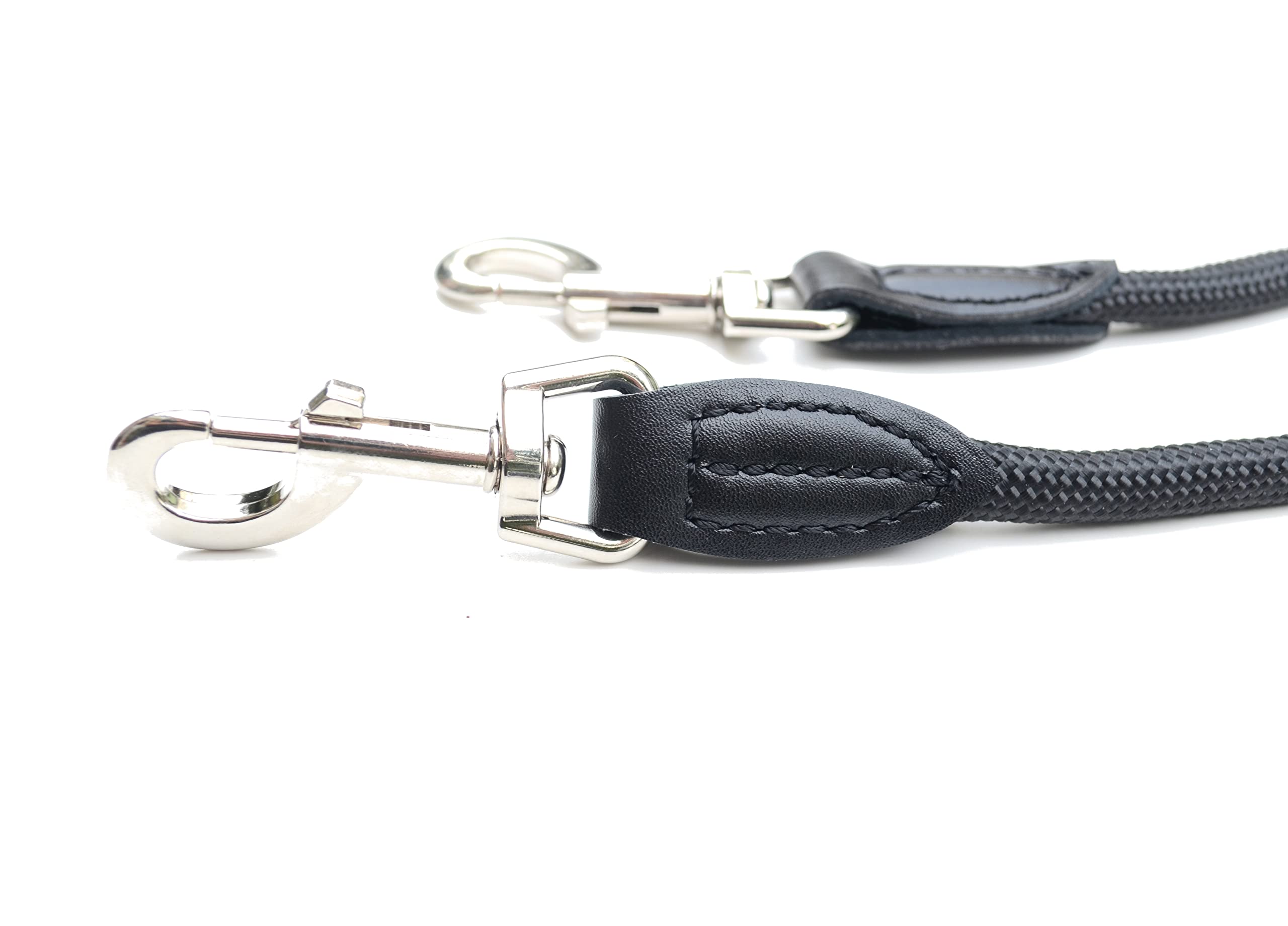 Leisegrün Verstellbare Hundeleine 3m - Robuste Nylon Doppelleine für mittelgroße bis große Hunde, 200kg Zugkraft, 2 Karabiner - Schwarz