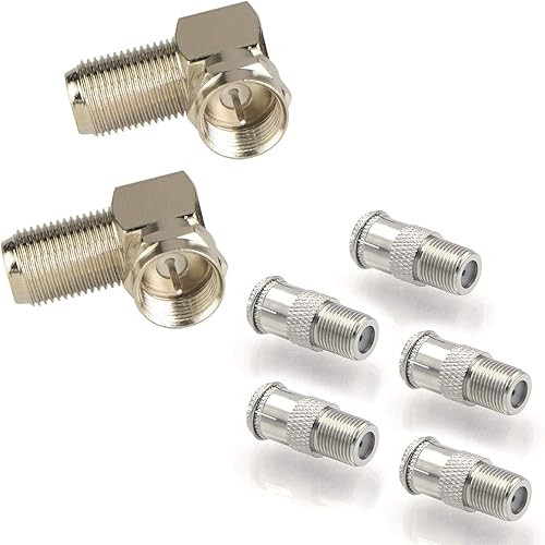 VCE Paquete de 2 adaptadores coaxiales RG6 de ángulo recto tipo F con conector coaxial de cable coaxial, extensor coaxial de empuje rápido macho a