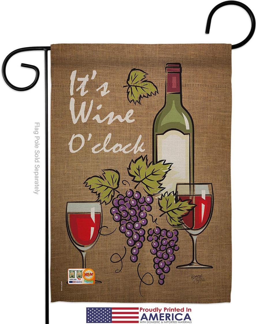 Its Wine Garden Flag Set Wall Hanger Beverages Drink Fruits Cheese Sangria White Red Rose Dessert Sparkling Small Decorative Gift Yard House Banner Made In USA 13 X 18.5