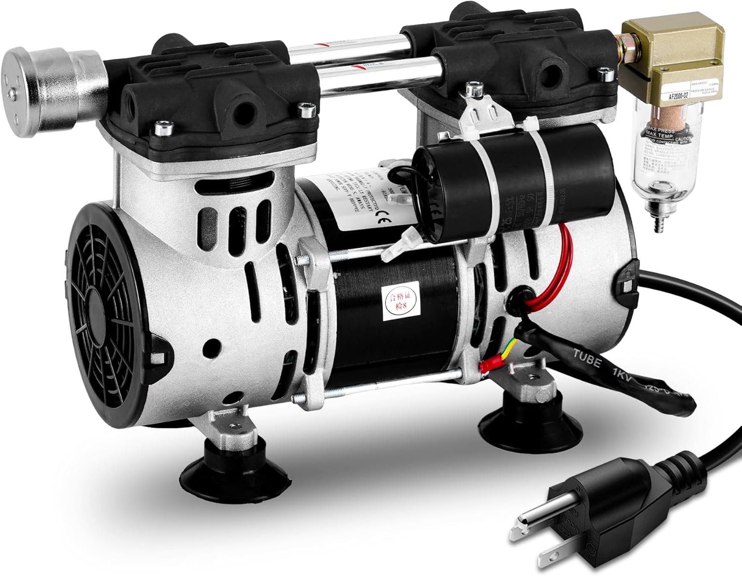MXBAOHENG Oilless Vacuum Pump Lab Oil Free Piston Mute Vacuum Pump 70L/min -91kpa (220V)