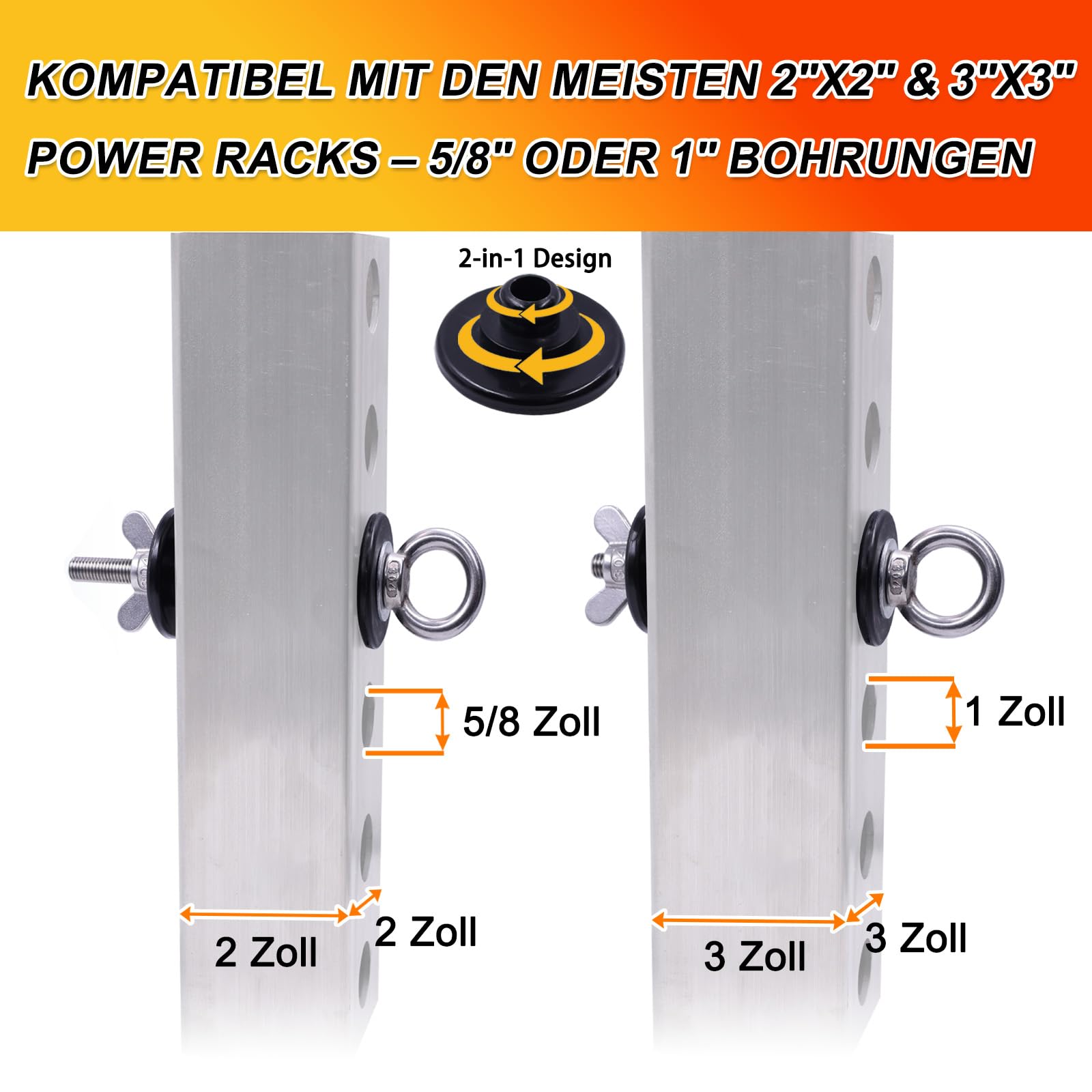 J Bryant Power Rack Aufsätze, Set mit 2 robusten Kniebeugen-Rack-Zubehör, passend für 2 x 2 & 3 x 3 Aufrechte, 1,6 cm oder 2,5 cm Löcher, ideal für Widerstandsband, Krafttraining und Fitness