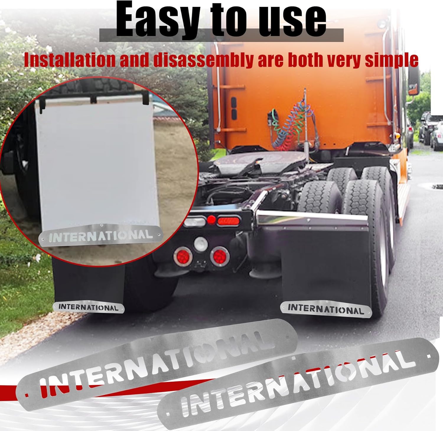 24"x4" Silvery Aluminum Mud Flap Weights with Bolt Thru Studs Suitable for Semi Truck and Semi Trailer Mud Flap Hanger（International）