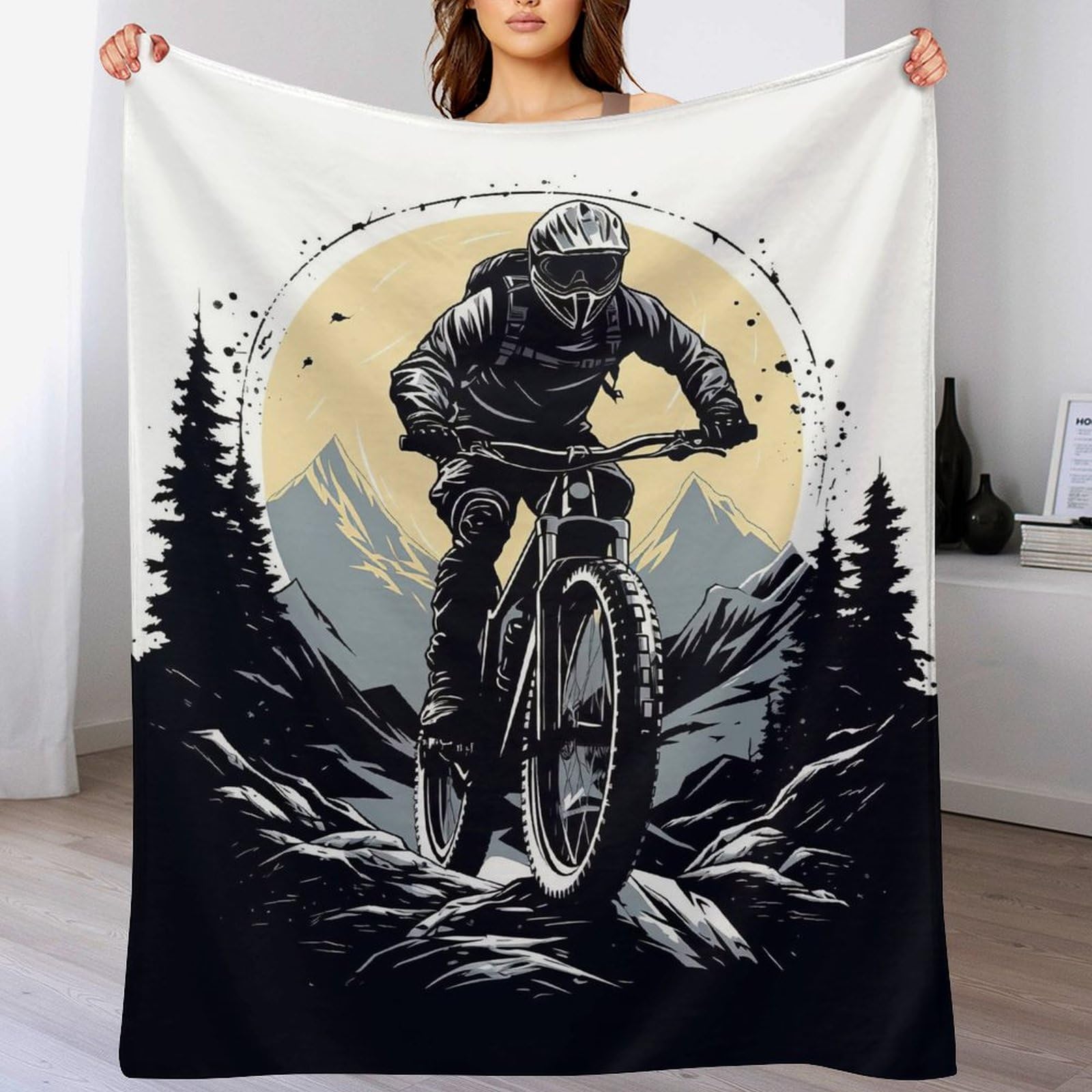 Couverture polaire vélo de montagne : plaid moelleux flannel de qualité
