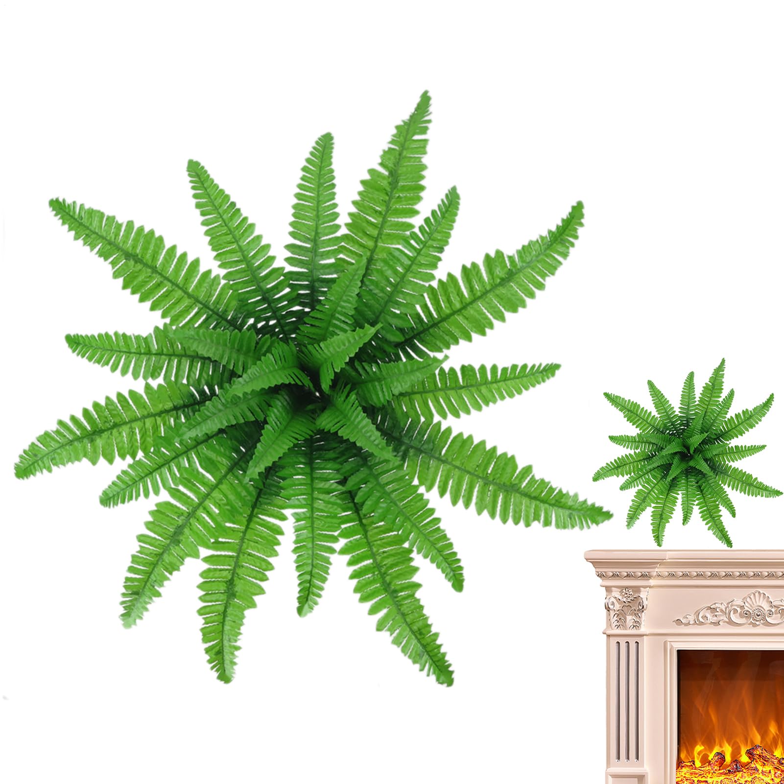 Générique Finta Felce, Verdeyante Realistico Resistente ai raggi UV, Artificiali Felci, per la Decorazione del Portico, Esterno, Patio, Parete, Soggiorno, Giardino,