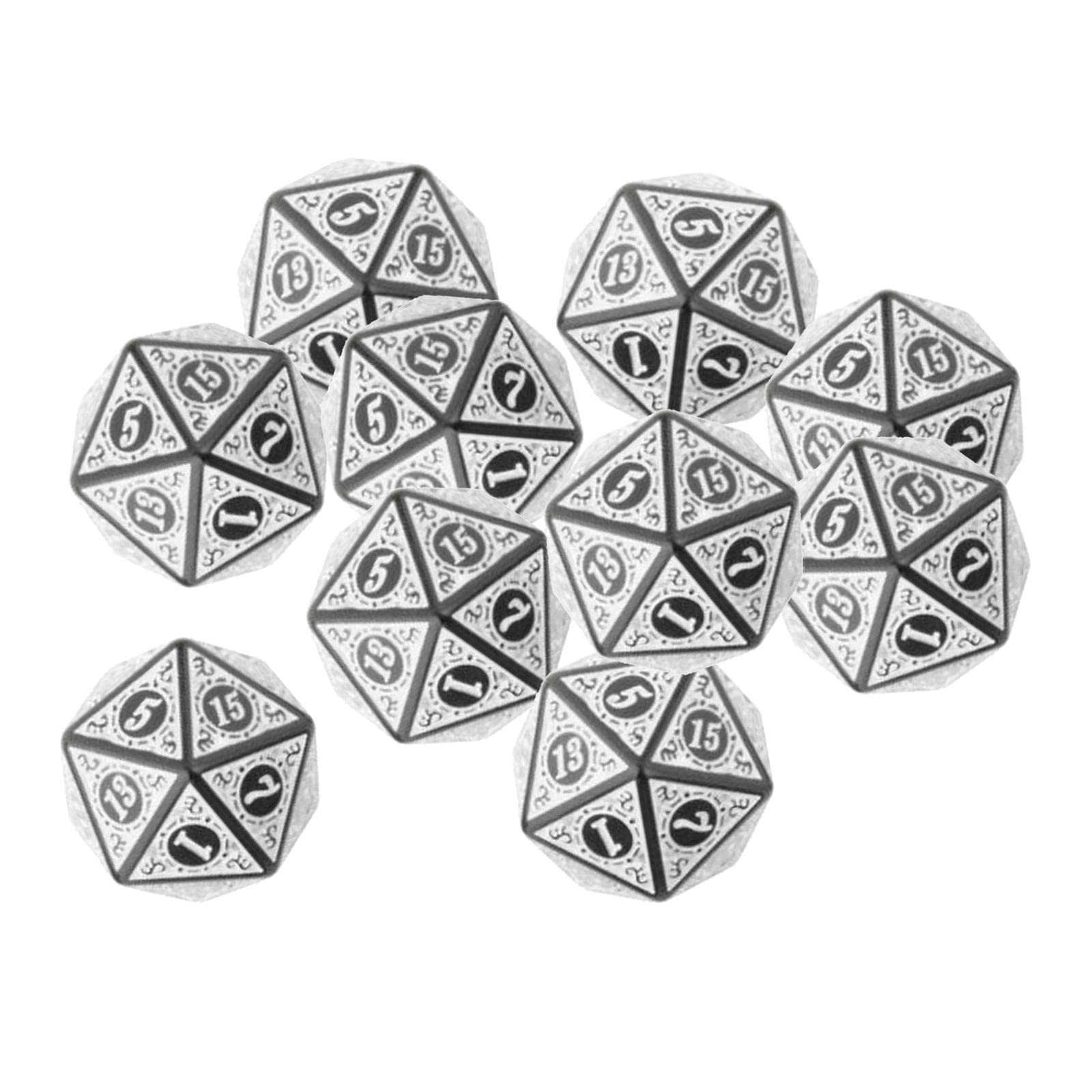 Lot de 10 dés polyédriques résistants à l'usure pour MTG, jouets, cadeau, RPG, blanc, 20 mm