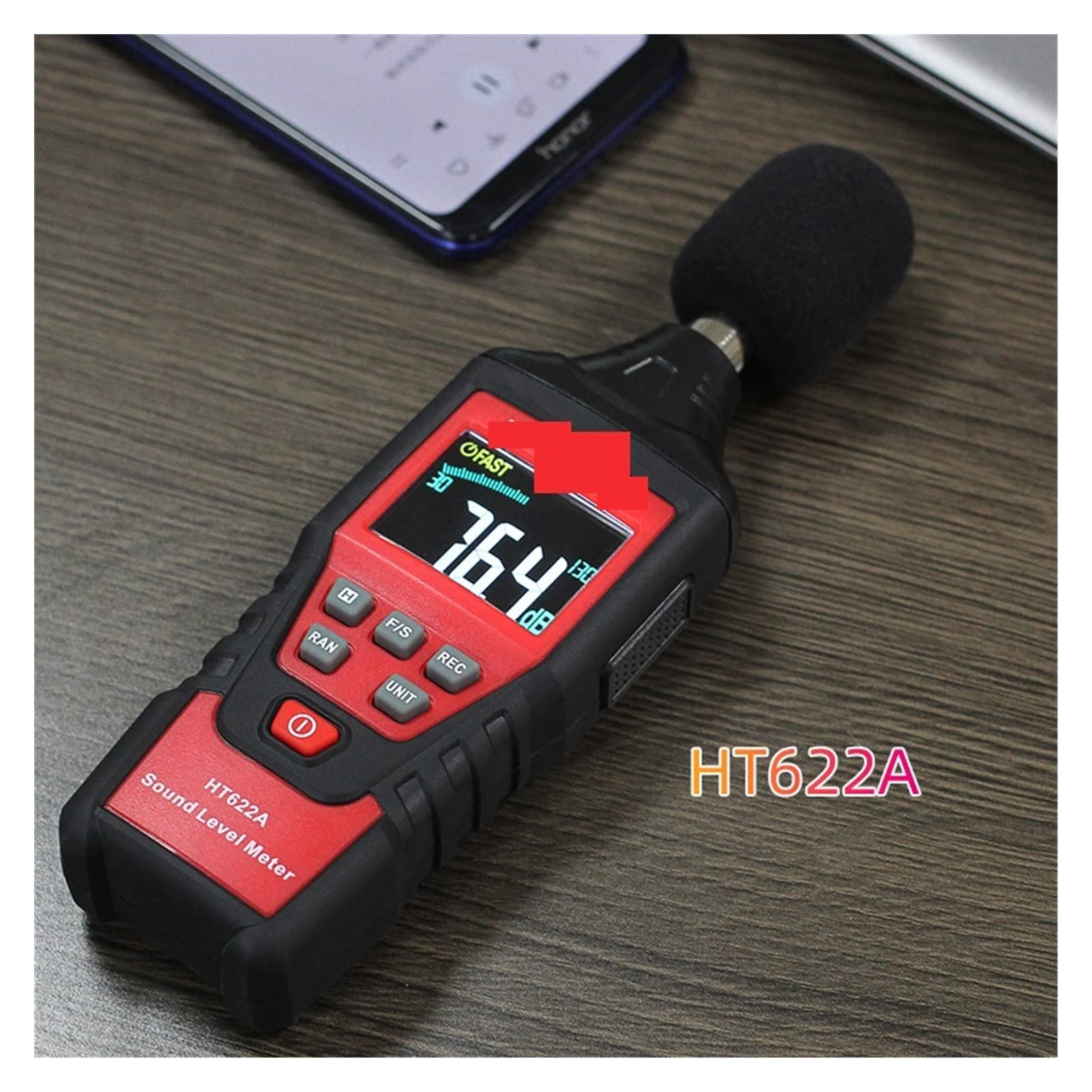 Digital Sound Level Instrument Audiospiegel Messgeräuschmessung 30-130 DBA Meter Mini Decibel Monitor HT622A,Präzisionsmessung