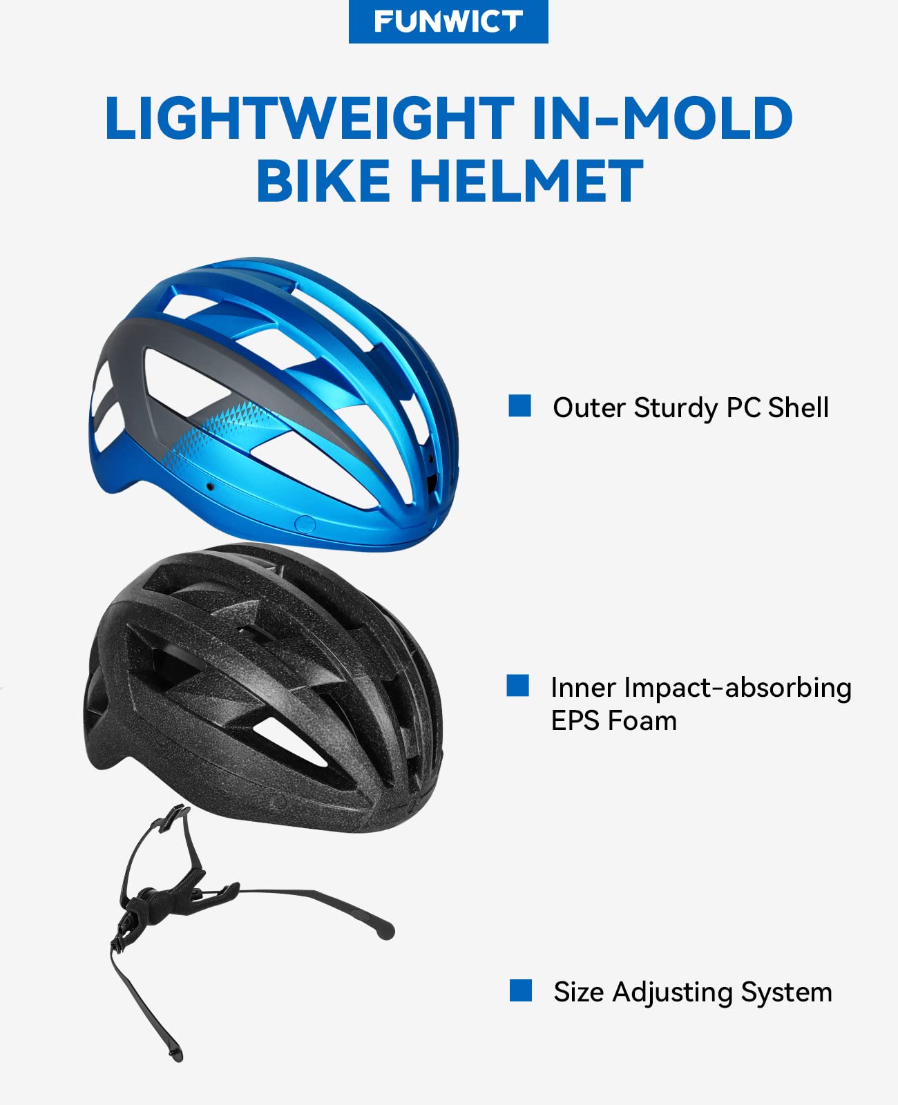 Kask rowerowy męski i damski, lekki kask rowerowy z magnetycznym wizjerem i ładowaniem przez USB, stylowy kask górski 57-61 cm, biało-czarny (M: 54-58 cm, Niebiesko szary)