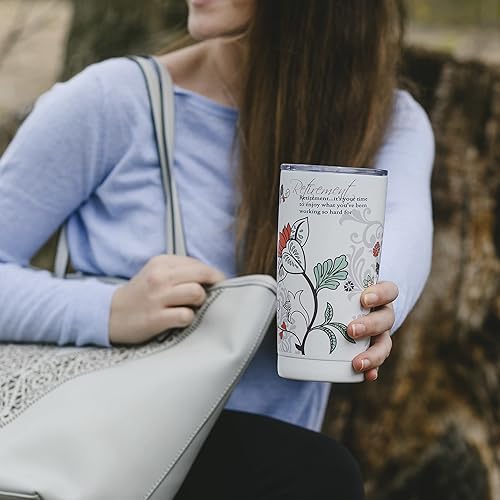 Miniatura 8 de Pavilion - Jubilación - Taza de café de viaje de acero inoxidable y plástico de doble pared floral de 20 onzas con tapa abierta deslizante sin BPA