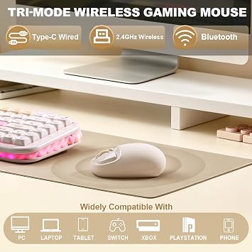 YUNZII C1 Wireless Tri-Mode Wireless Mouse 4800 DPI Optical (Beige)