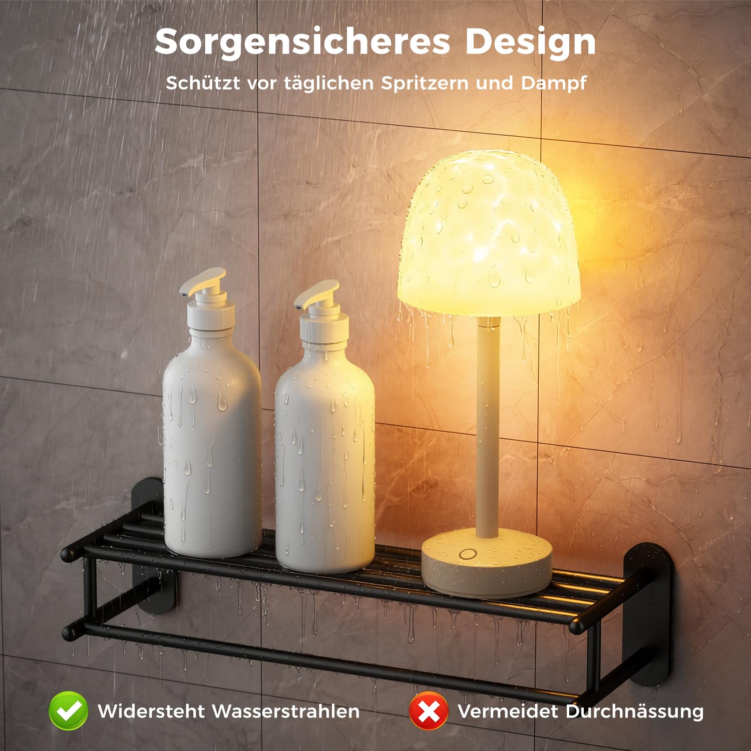 Shuniu Duschlampe Ocean Lamp Wave Lamp, Badezimmer Lichtprojektor mit 16 Farben Nordlicht, Wiederaufladbares Duschlampe mit Touch & Fernbedienung, Ambientelicht Nachtlicht Zimmer Deko