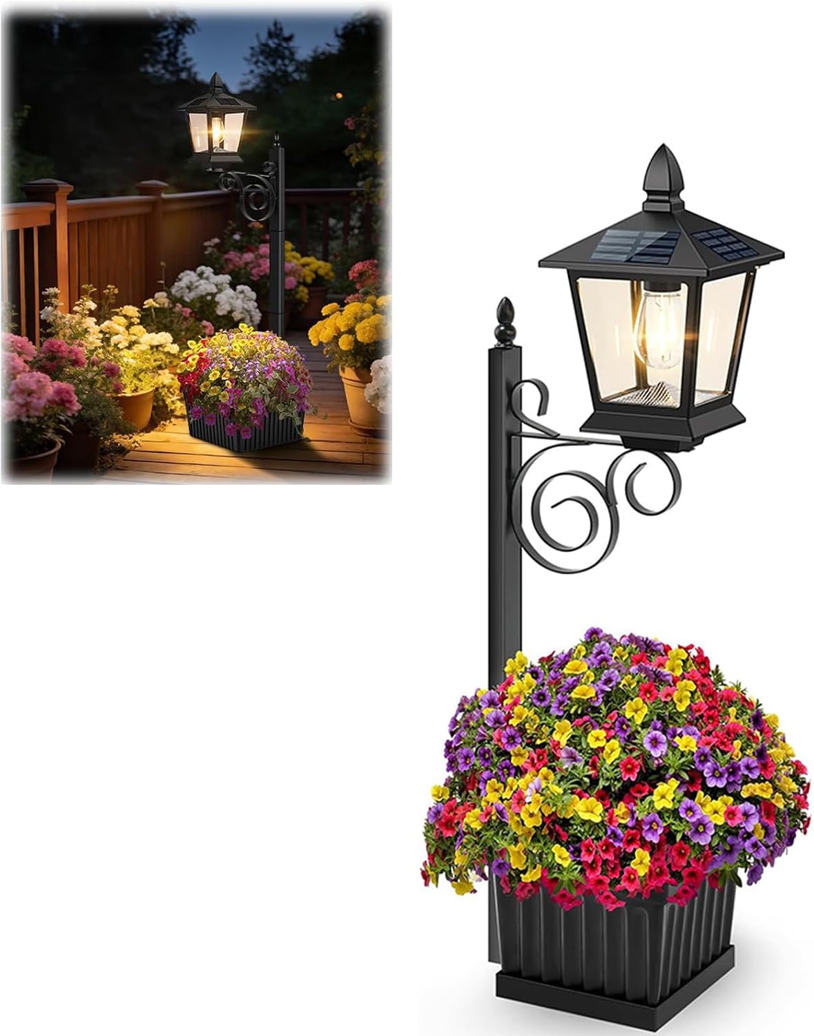 Outdoor Flower Pot 2-in-1 Solar Floor Lamp, 2026 New Waterproof Solar Decorative Light 10 Hours of Lighting Wall Mount or Freestanding, Warm Ambient Lighting on the Terrace Porch (2 * Short Style)