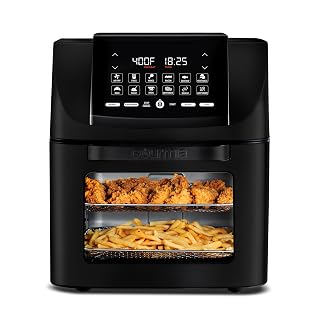 Gourmia Air Fryer Toaster Oven Combo - All-in-One 14-Quart Digital Air Fryer Toaster Oven with Rotisserie & Dehydrator – 12 Presets, Guided Cooking Prompts, 1750W, Dishwasher-Safe Accessories - Amazon product rated Grade B