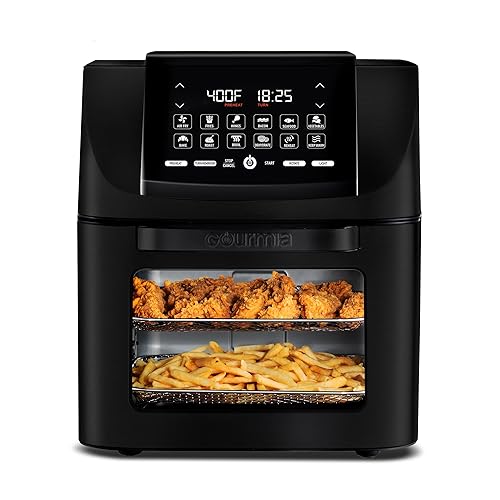 Gourmia Air Fryer - 14 Qt All-in-One Oven with Rotisserie, Digital Display with 12 Presets, Roast, Bake, Broil, Dehydrate, Dishwasher Safe Accessories, Black