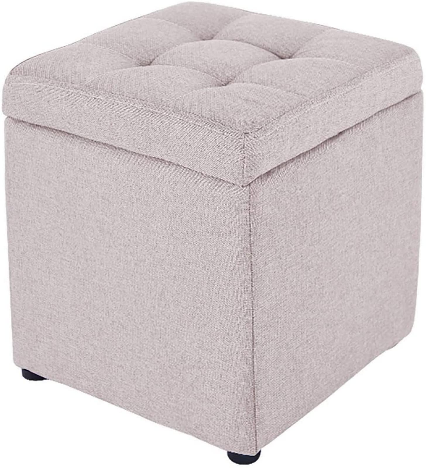 Repose-pieds pliable beige pouf de salon assise éponge bois meuble d'appoint