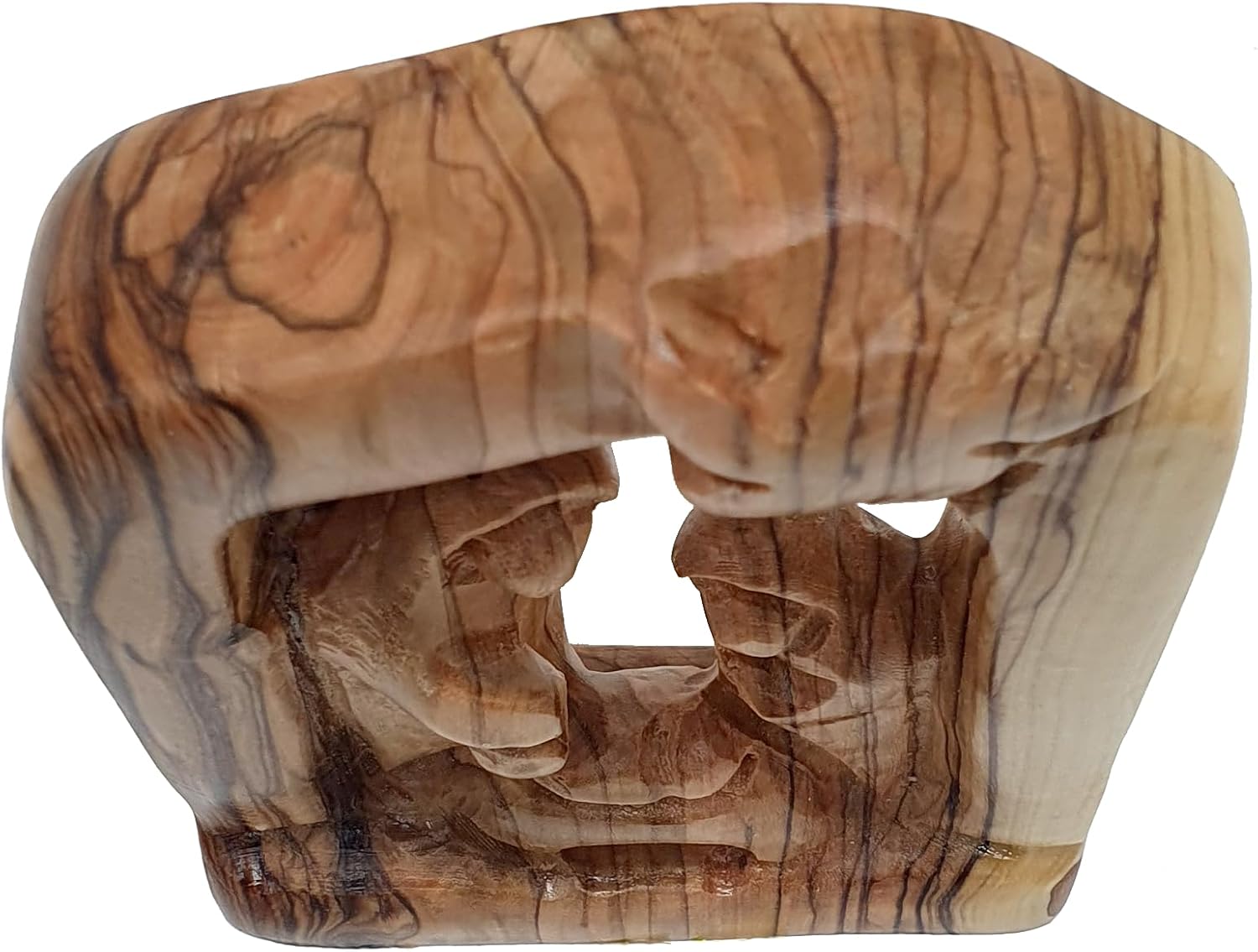 Zuluf Olive Wood Holy Family Nativity 4.9" - Hand Carved Joseph Mary Baby Jesus Figurine Religious Scene Gift HOF037