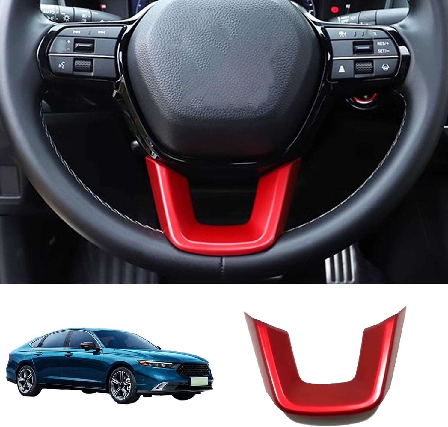 Steering Wheel Cover Trim Fit for Honda Accord，Civic，CR-V，HR-V，2023 2024 2025 Interior Accessories（ABS Carbon Fiber）