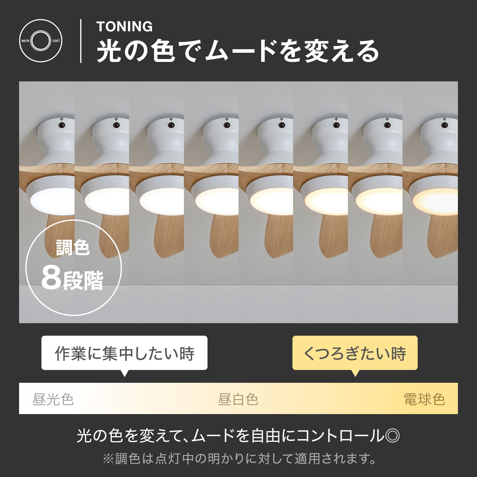 LOWYA LEDシーリングファン ホワイト/ナチュラル LEDシーリングファンライト（6灯：ホワイト+ナチュラル/ブラック