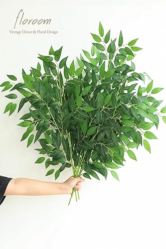 Miniatura 2 de Floroom 12 tallos artificiales italianos ruscus de 28 pulgadas, espray de vegetación colgante sintético y el mejor relleno de plantas falsas para