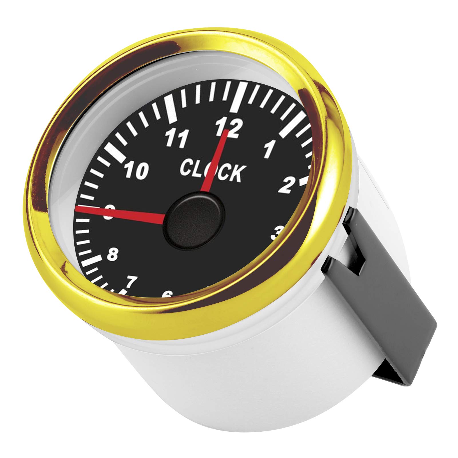 Generic Instrumento de Calibre de Reloj Universal con Retroiluminación Roja de 2 Pulgadas, 0-12 Horas de Funcionamiento para Coche, Barco, Yate, Acero Inoxidable 316L, Medidor de Esfera de 52 Mm
