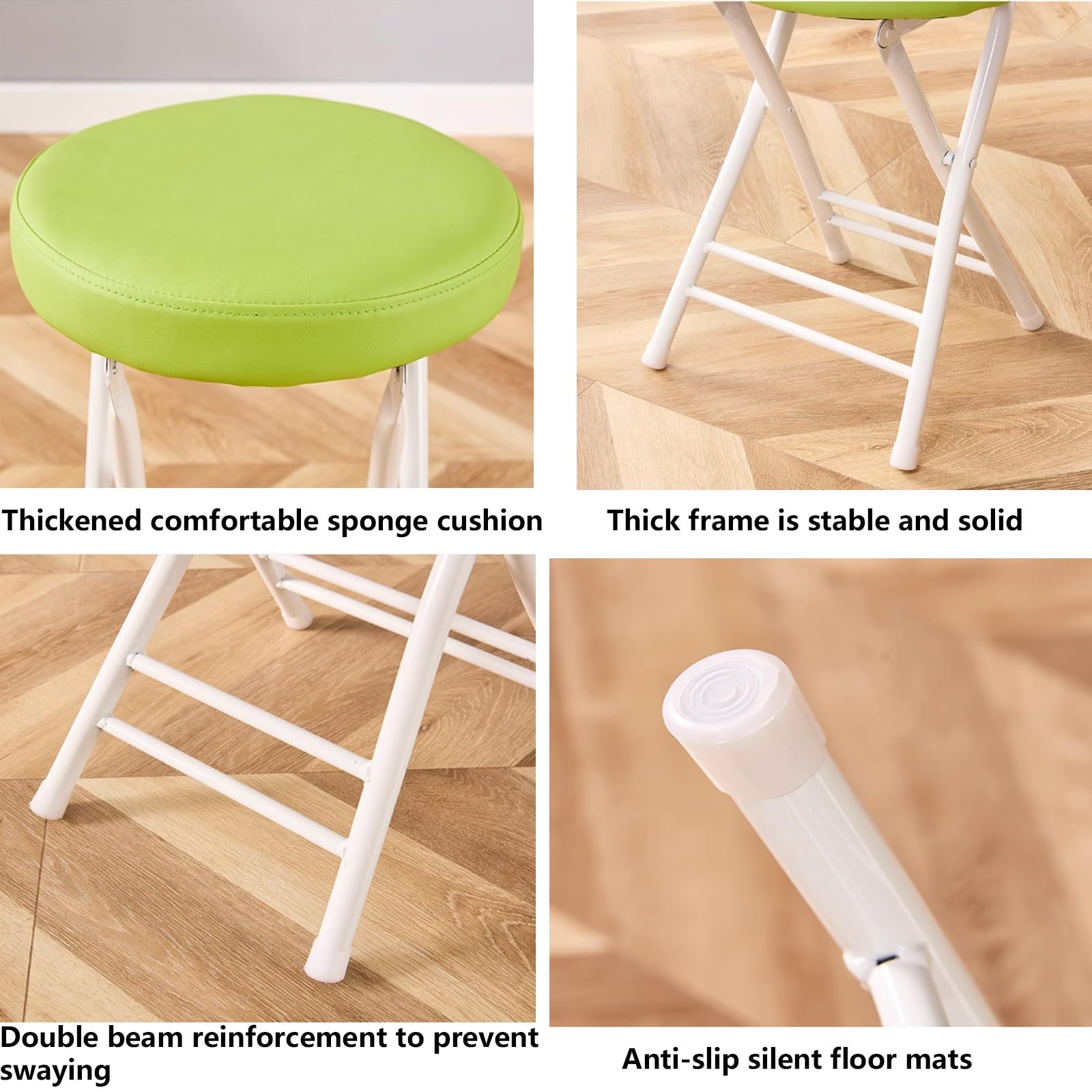 beaka Tabouret Pliant Confortable,Tabouret Pliant avec Dossier Chaises Pliantes pour La Maison Chaises Pliantes Interieures avec Coussin Rembourré Économiser De l'espace (Color : Beige)
