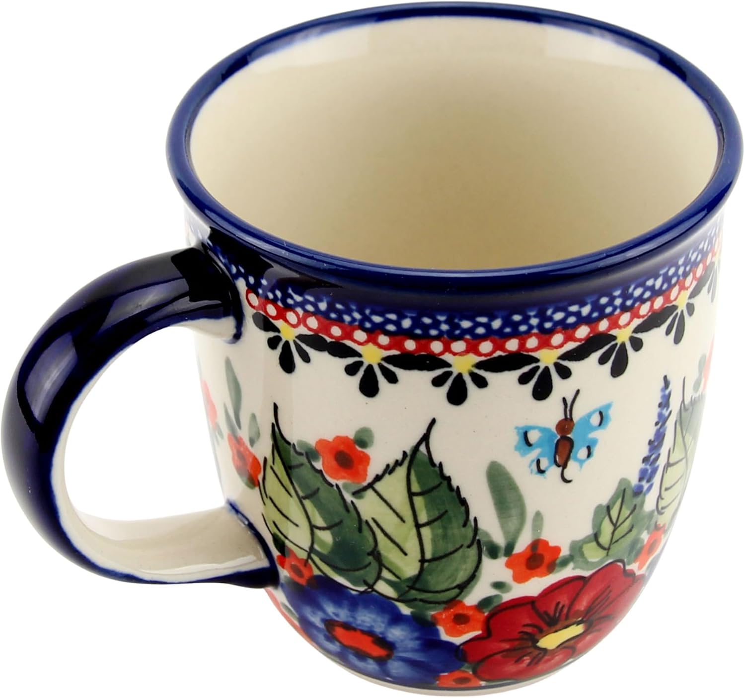 Polish Pottery Market Mug 12 Oz. by Zaklady Ceramiczne Boleslawiec #1105-312 Art Signature Unikat Pattern, Capacity: 12 Oz. - Made in Poland