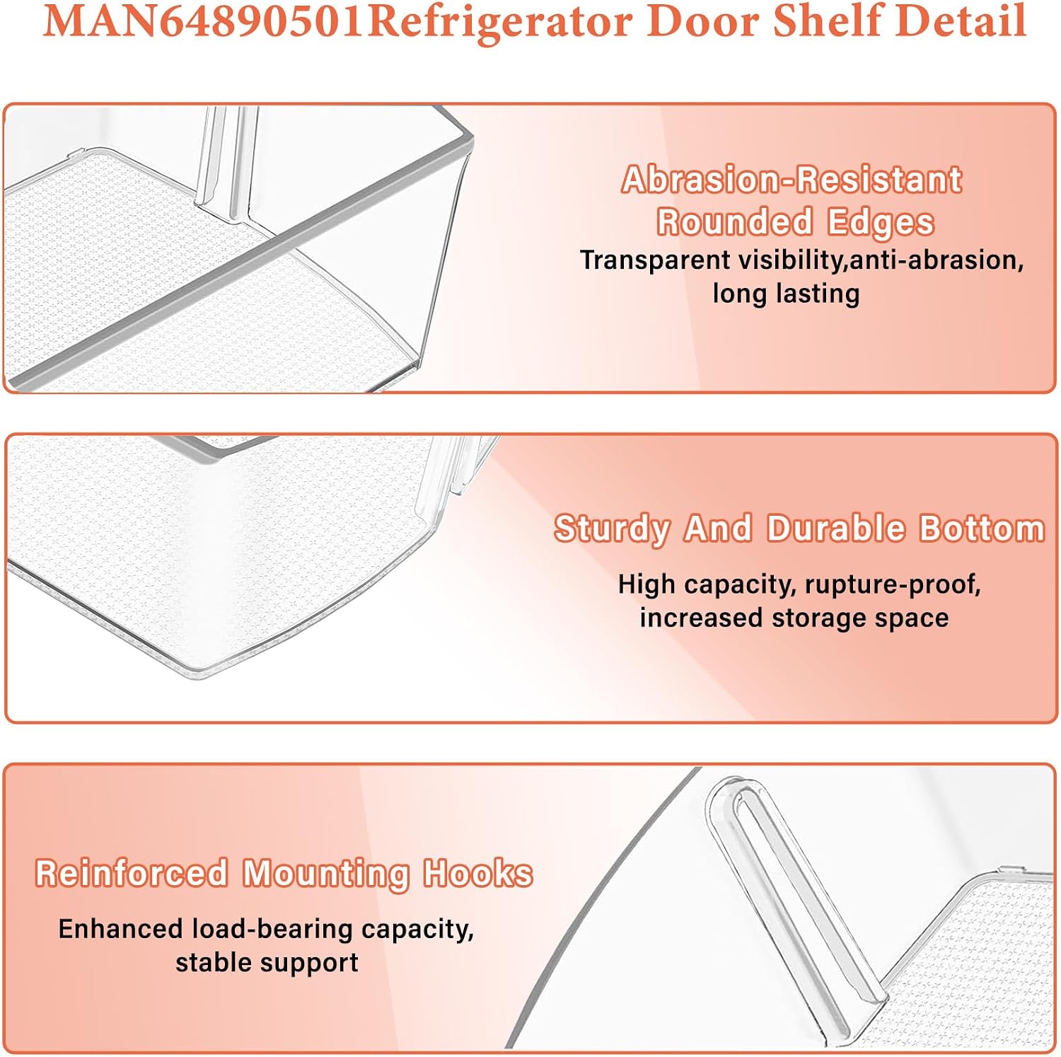 MAN64890501 Refrigerator Door Shelf Bin Compatible With 2010-2015 LG Refrigerator Parts LRSXS2706V LRSXS2706W LRSXS2706S LRSDS2706S, 4975303 LG Fridge Door Basket Replacement Door Shelves Right