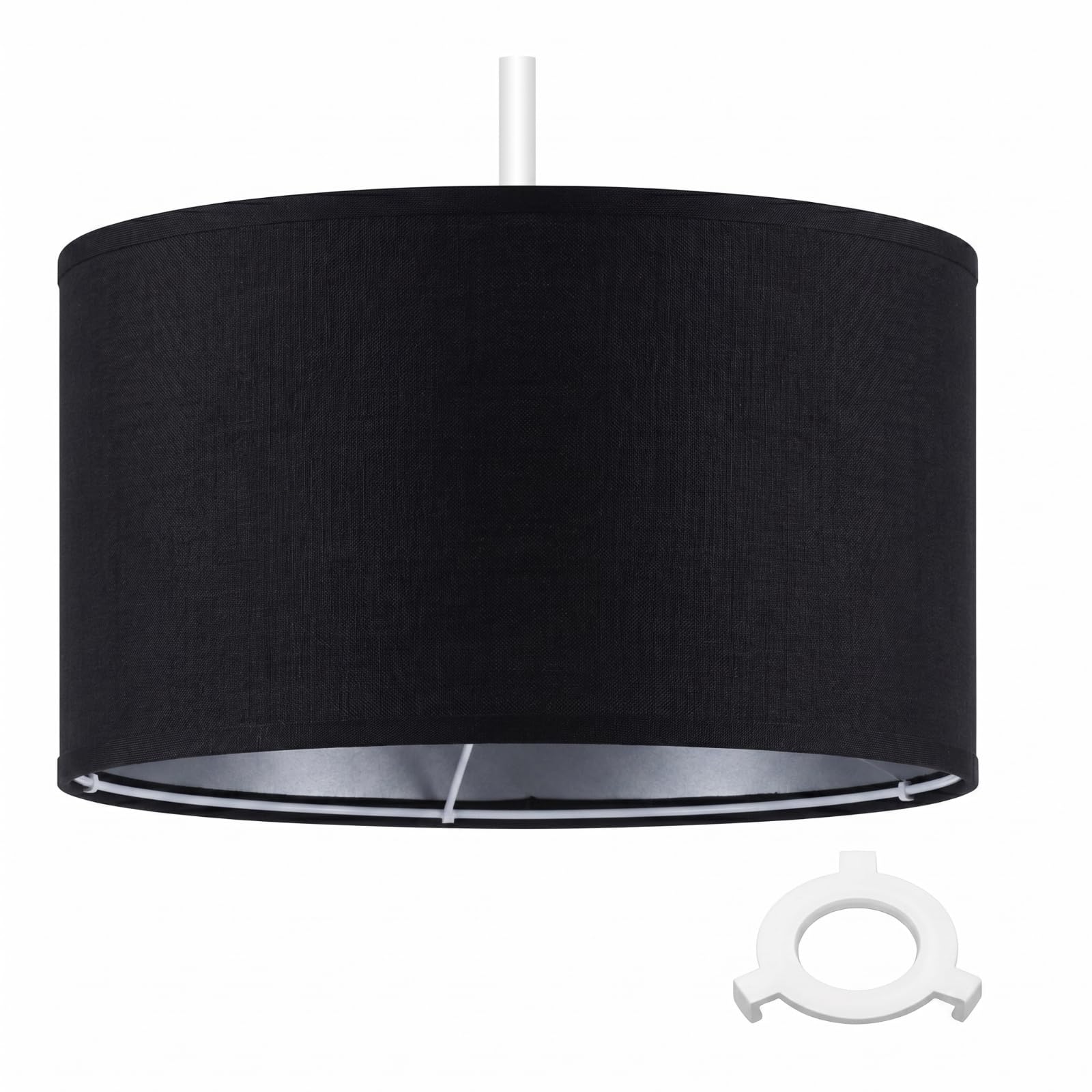 Weewooday 8 Inch 1 Set Fabric Lampshade for Ceiling Lights, Table Lamps and Floor Lamps, with E27 to E14 Adapter Ring, Modern Linen Lamp Shades for Living Room, Bedroom, Home Decoration (Black)