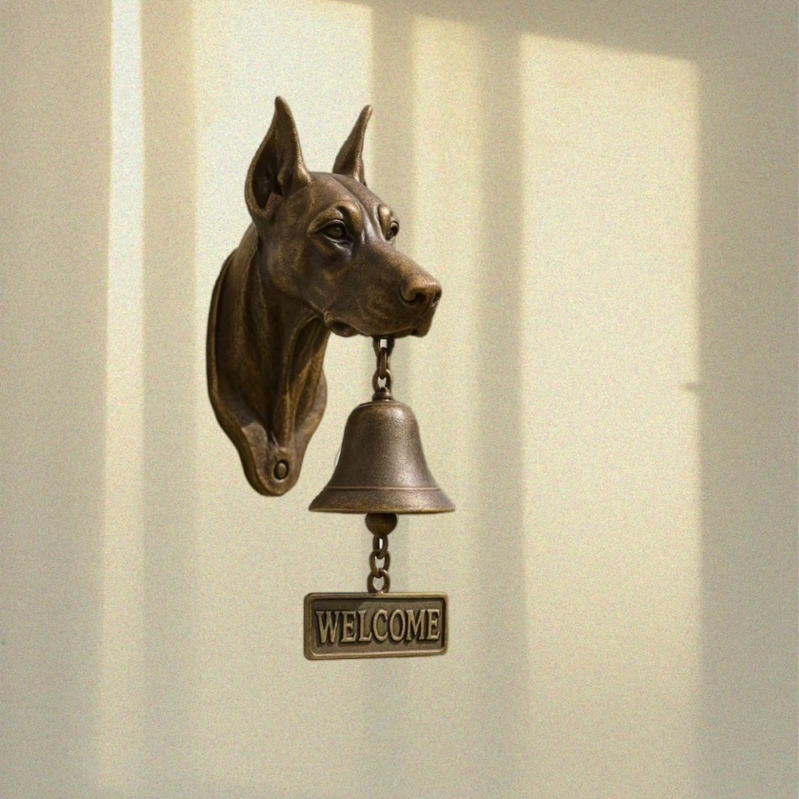 Vintage Rustic Welcome Dog Doorbell - French Bulldog Resin Bell for Garden, Porch, or Entryway | Animal Home Decor(A10)