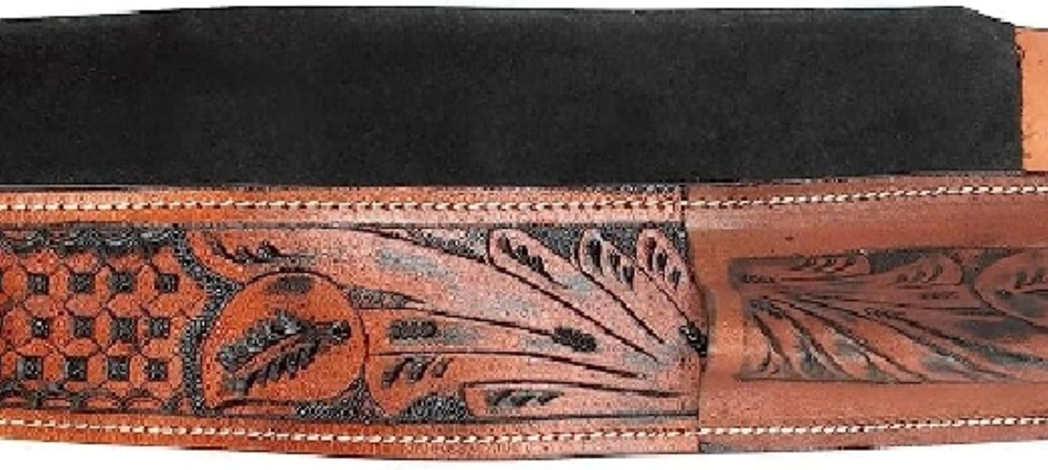 Horse Floral Tooled Padded Leather Rear Flank Saddle Cinch Billets 36 inches Long End to End/All Customixation Available